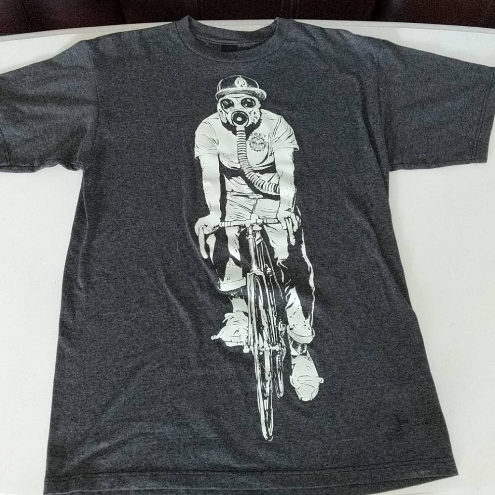 Men's Dark Gray Graphic Tee with Biker Print